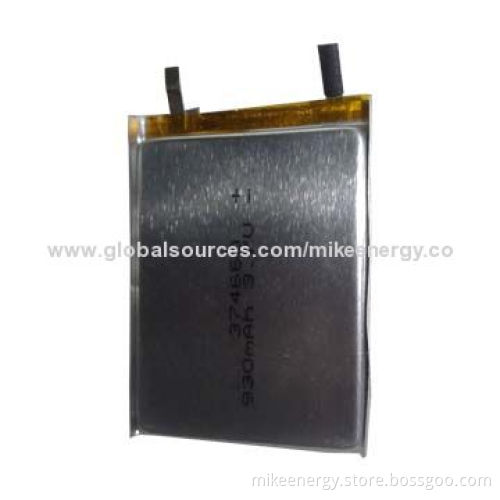 Li-polymer Battery with 930mAh Capacity and 3.7V Nominal Voltage